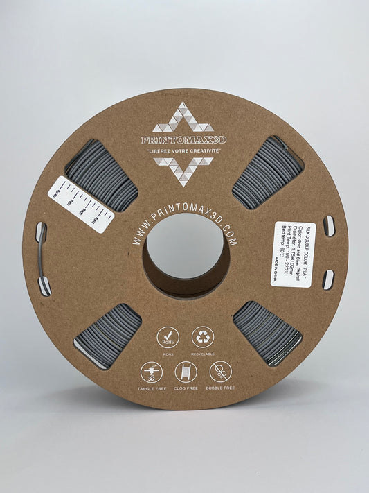 Bobine filament 3D PLA Silk Dualcolor Gold/Silver 1kg pour imprimante 1.75mm