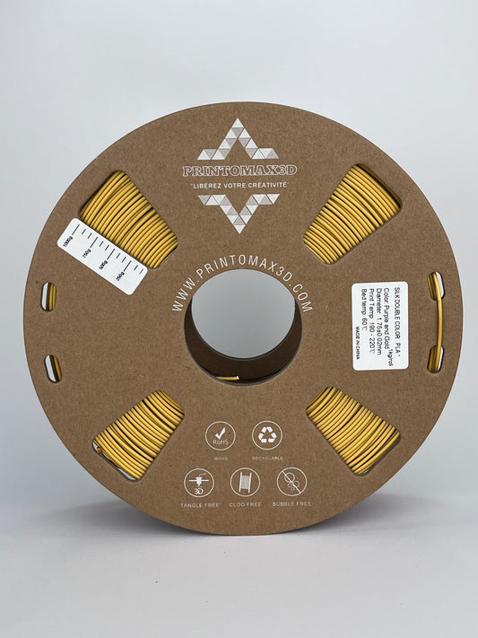 Bobine filament 3D PLA Silk Dualcolor Purple/Gold 1kg pour imprimante 1.75mm