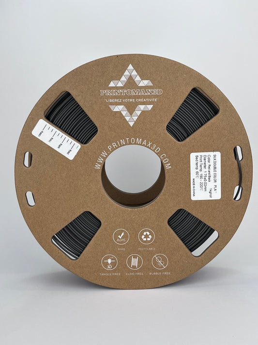 Bobine filament 3D PLA Silk Dualcolor Red/Black 1kg pour imprimante 1.75mm