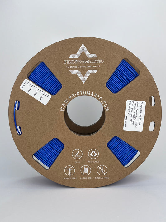 Bobine filament 3D PLA Silk Dualcolor Red/Blue 1kg pour imprimante 1.75mm