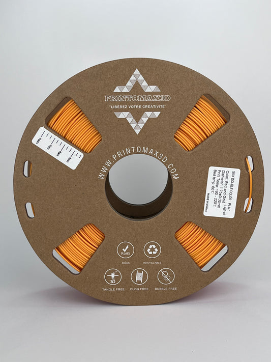 Bobine filament 3D PLA Silk Dualcolor Red/Gold 1kg pour imprimante 1.75mm