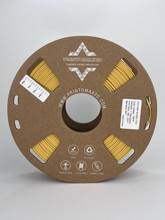 Bobine filament 3D PLA Silk Golden 1kg pour imprimante 1.75mm