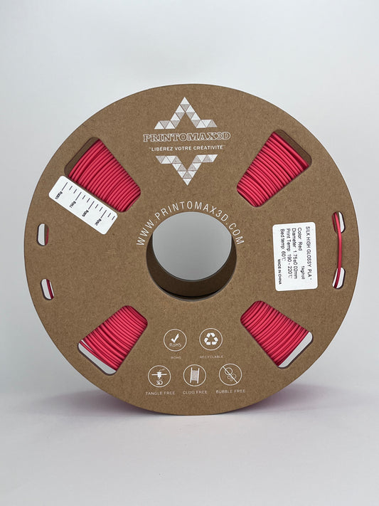 Bobine filament 3D PLA Silk Rouge 1kg pour imprimante 1.75mm