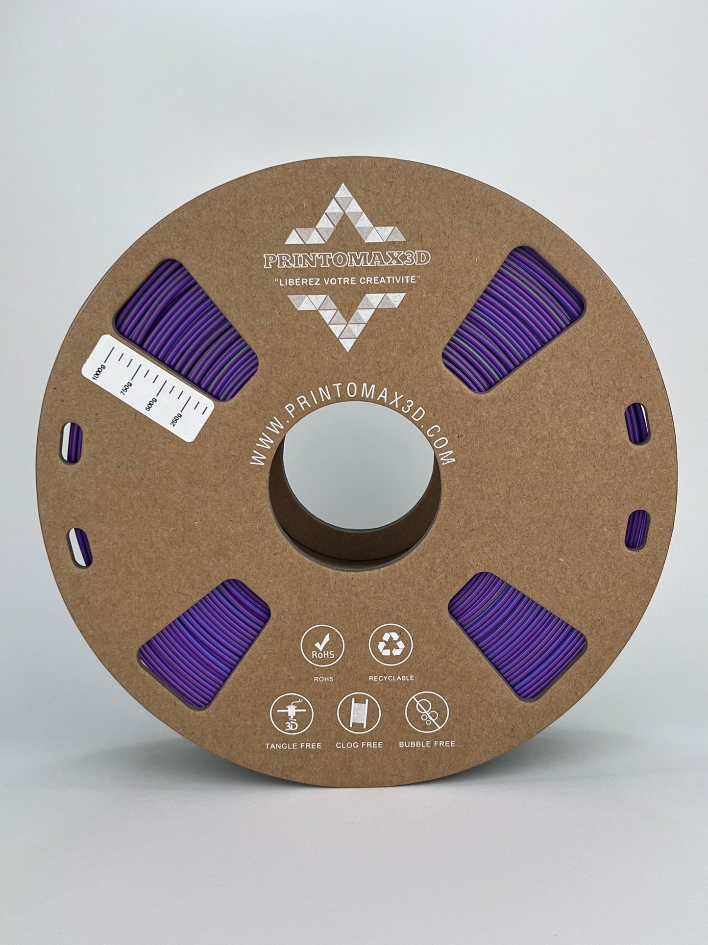 Bobine filament 3D PLA Silk Tricolor Blue/Green/Purple 1kg pour imprimante 1.75mm