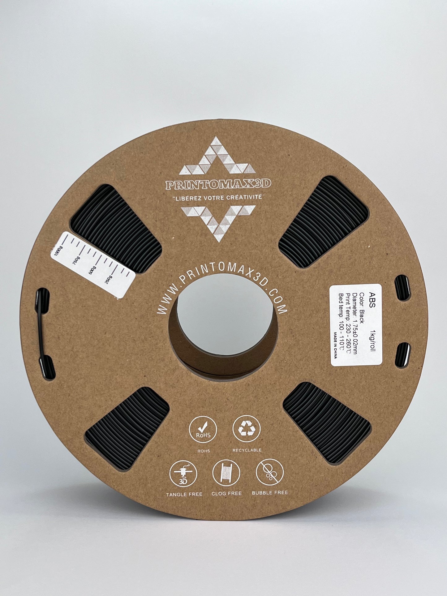 Filament 3D ABS - BLACK - 1.75mm - 1 Kg