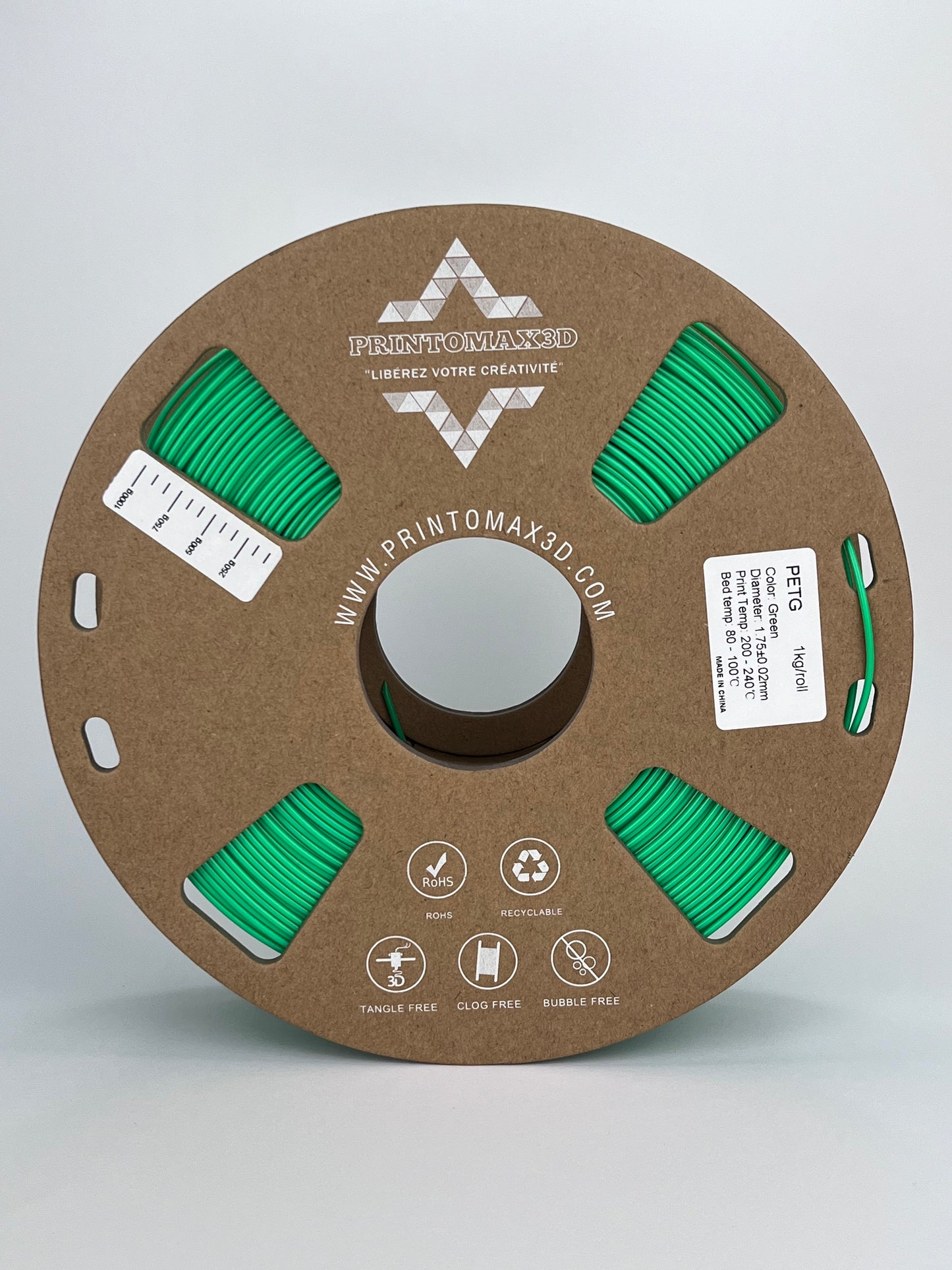 Filament 3D PETG - GREEN - 1.75mm - 1Kg