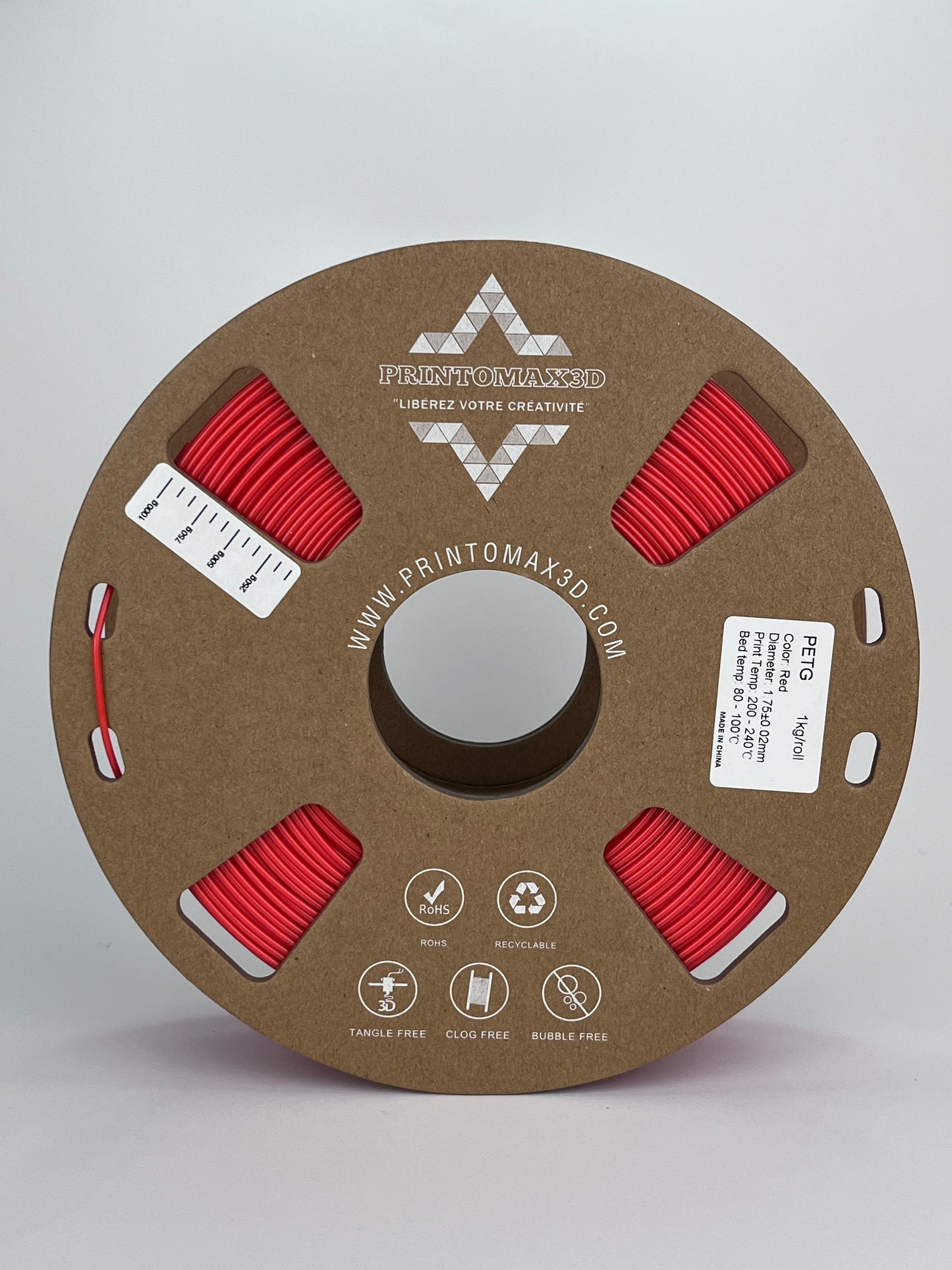 Filament 3D PETG - RED - 1.75mm - 1Kg