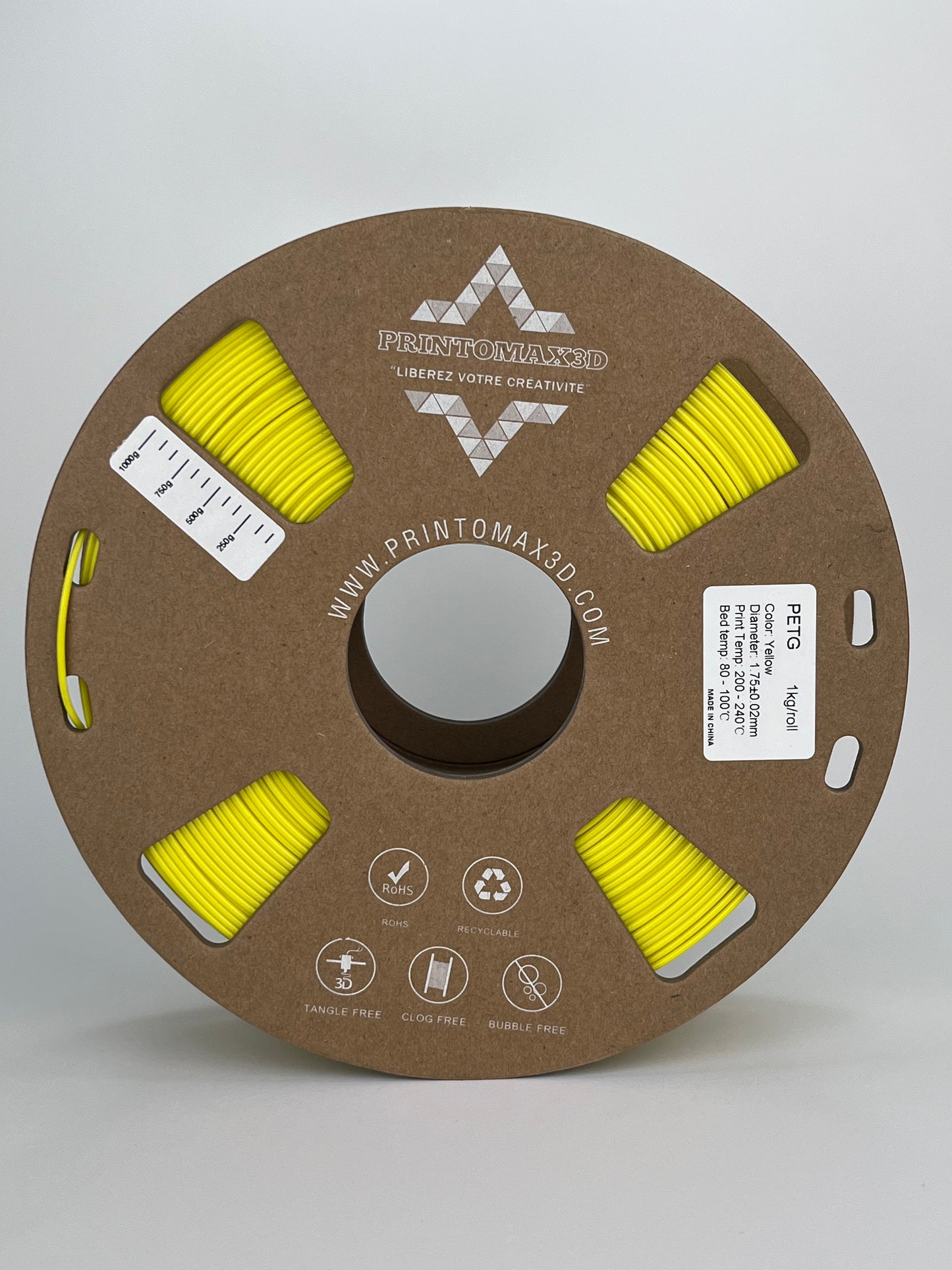 Filament 3D PETG - YELLOW - 1.75mm - 1Kg
