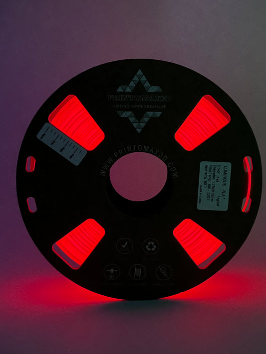 Filament 3D PLA+ Phosphorescent (Glow in the dark) - RED - 1.75mm - 1 KG