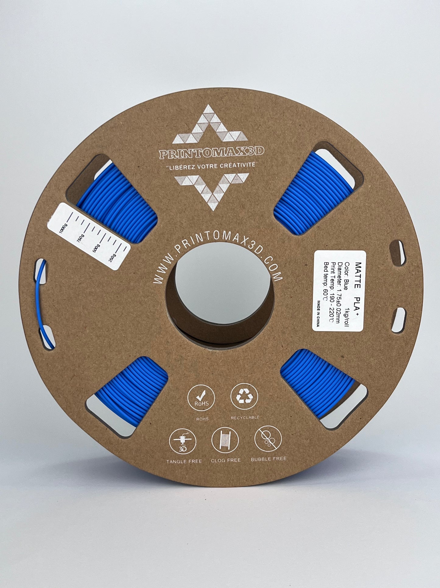 Filament 3D PLA+ MATTE - BLUE - 1.75mm - 1Kg