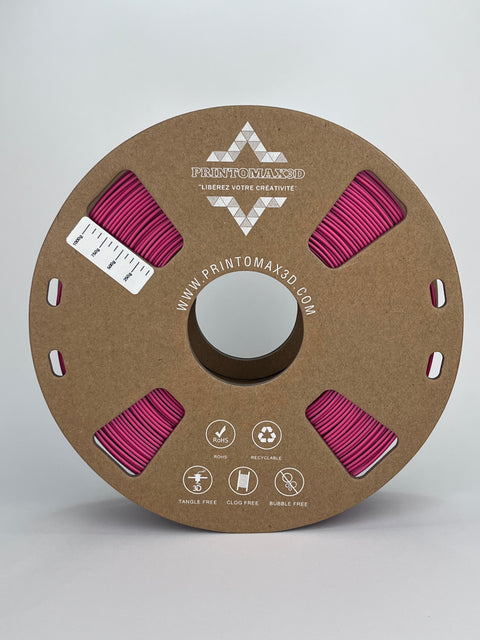 Bobine filament 3D PLA Silk Dualcolor Rose Red/Black 1kg pour imprimante 1.75mm