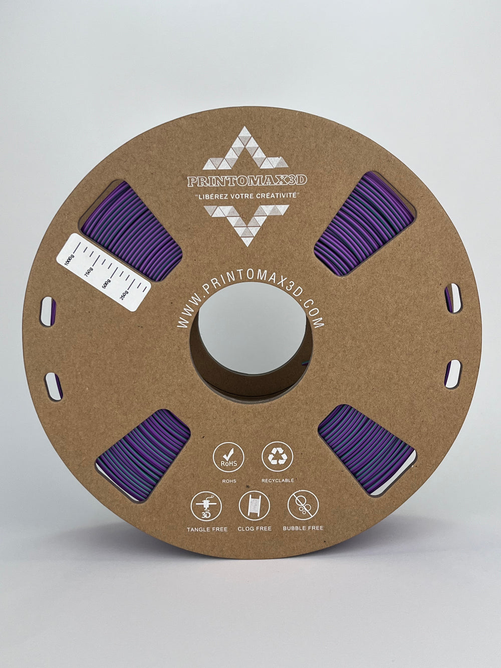 Bobine filament 3D PLA Silk Tricolor Dark Green/Purple/Yellow 1kg pour imprimante 1.75mm