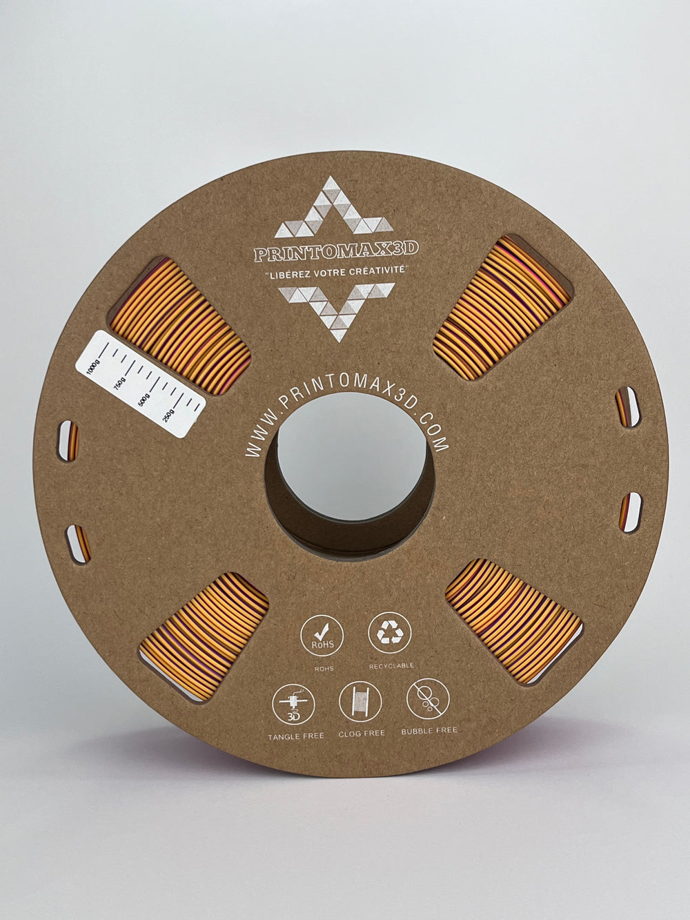 Bobine filament 3D PLA Silk Tricolor Red/Gold/Purple 1kg pour imprimante 1.75mm