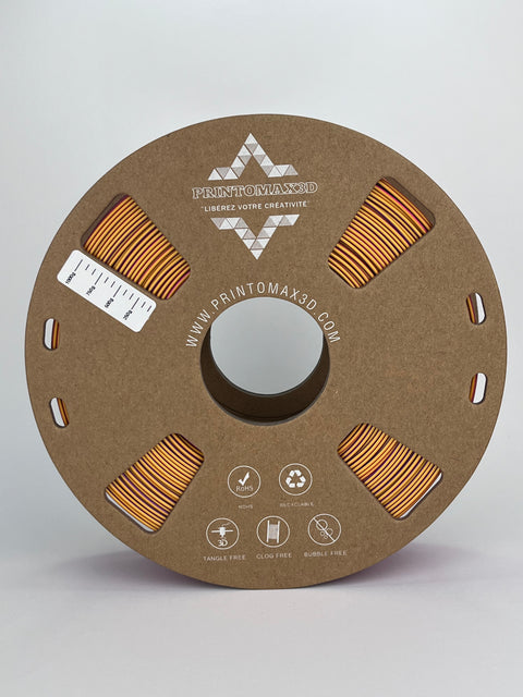 Bobine filament 3D PLA Silk Tricolor Red/Gold/Purple 1kg pour imprimante 1.75mm