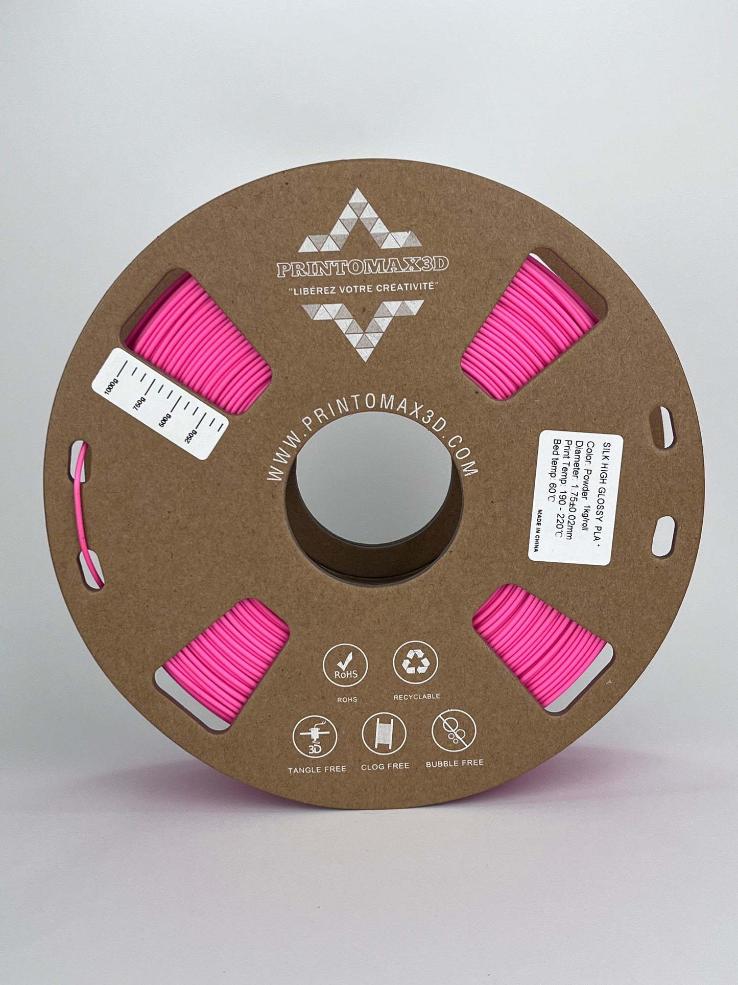 Bobine filament 3D PLA Silk Powder 1kg pour imprimante 1.75mm