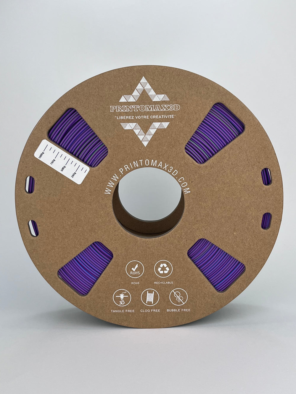 Bobine filament 3D PLA Silk Tricolor Blue/Green/Purple 1kg pour imprimante 1.75mm