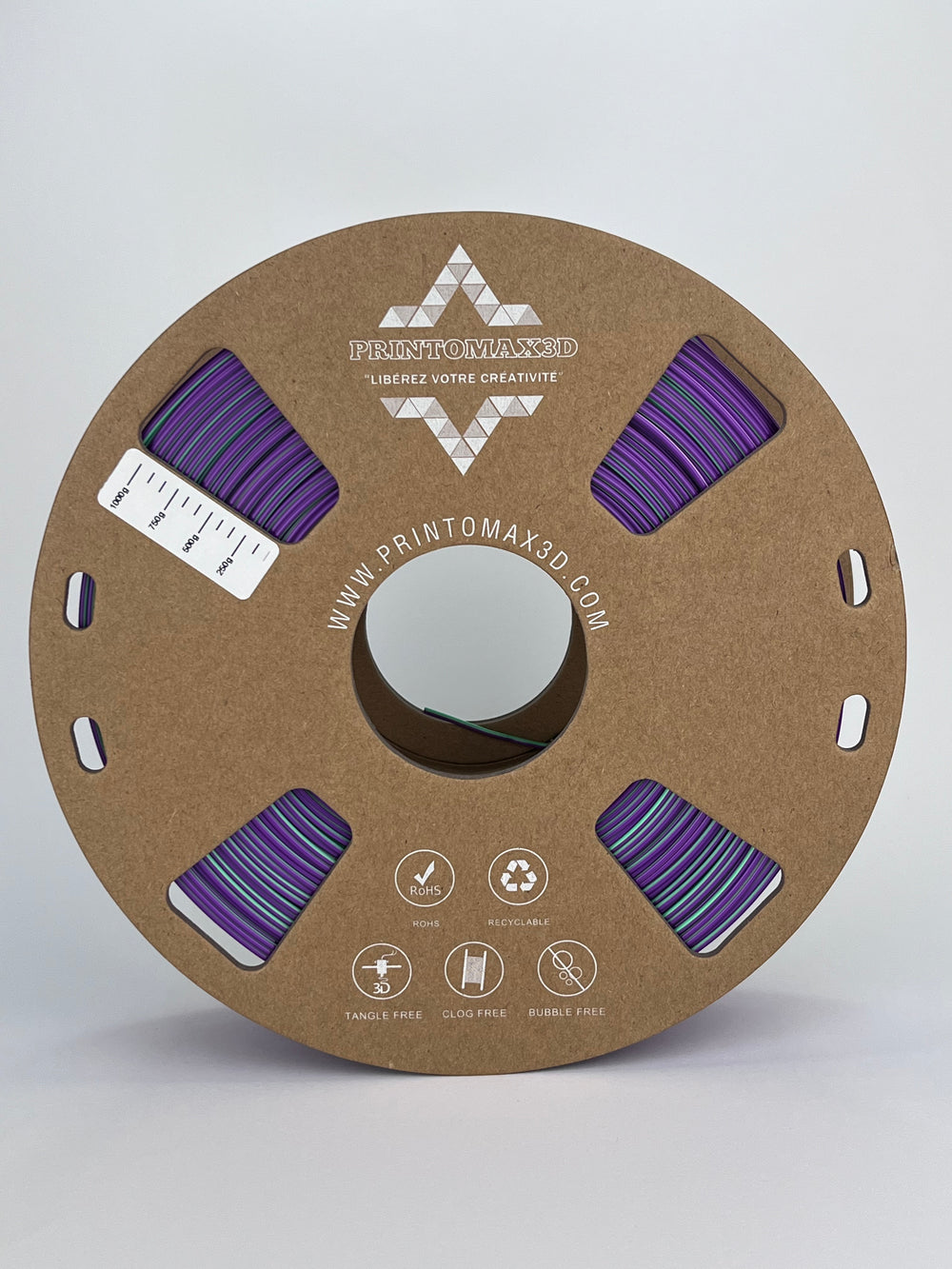 Bobine filament 3D PLA Silk Tricolor Mint Green/Purple/Powder 1kg pour imprimante 1.75mm