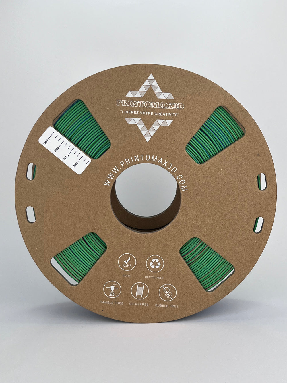 Bobine filament 3D PLA Silk Tricolor Red/Blue/Green 1kg pour imprimante 1.75mm