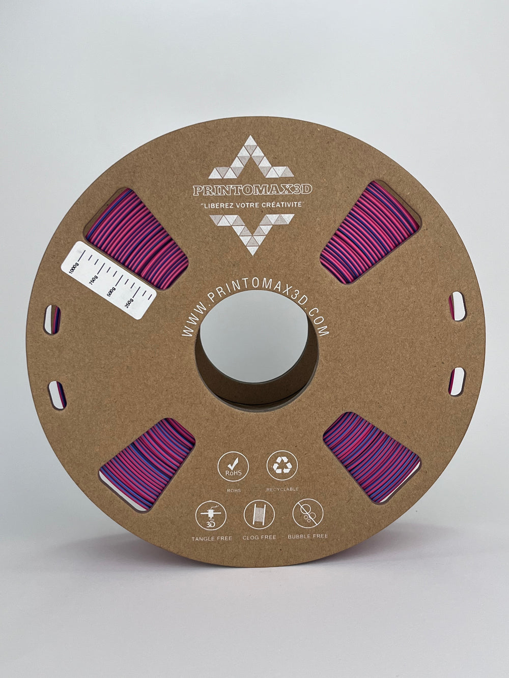 Bobine filament 3D PLA Silk Tricolor Red/Yellow/Blue 1kg pour imprimante 1.75mm