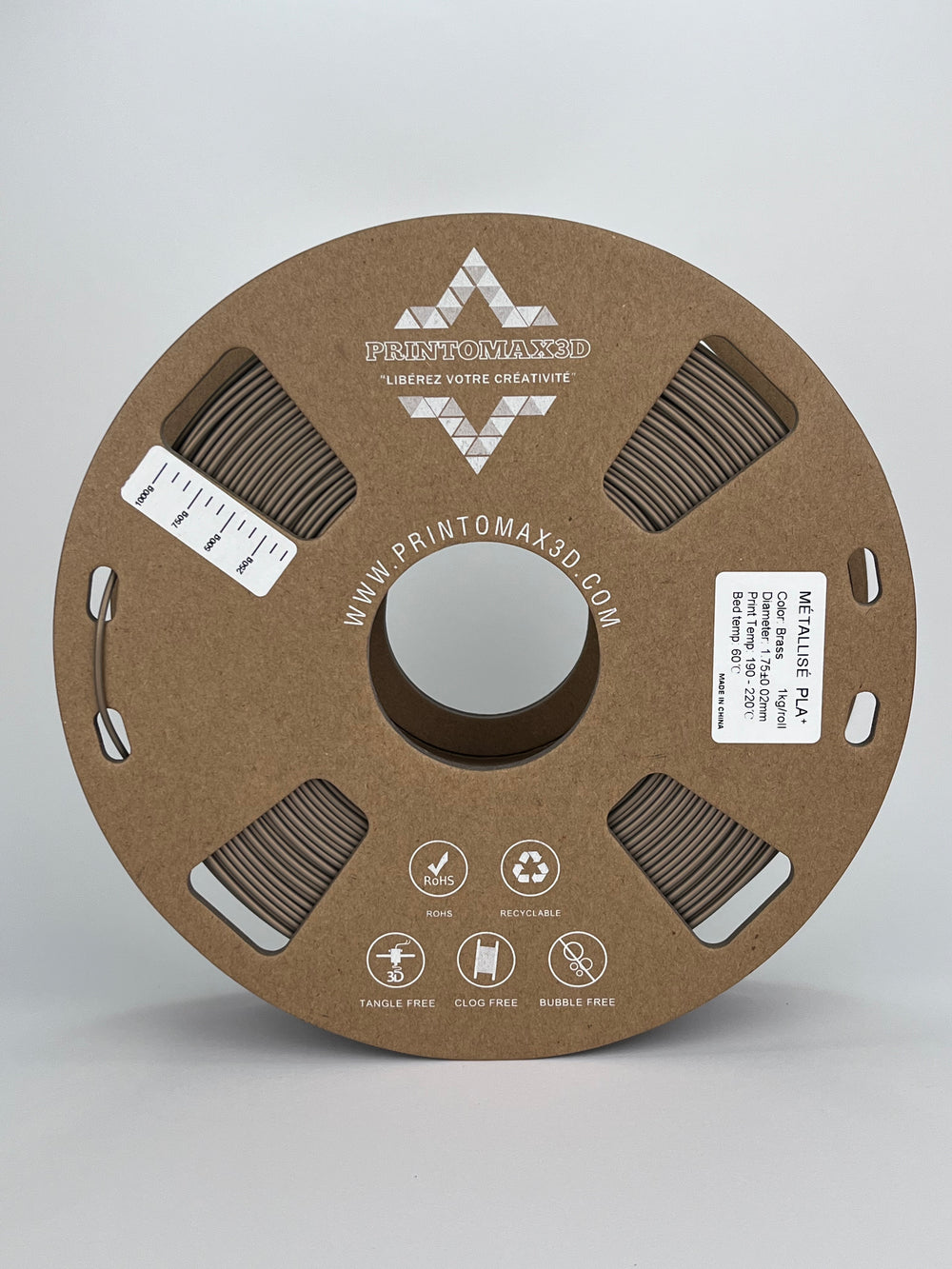 Bobine filament 3D PLA Métallisé Brass 1kg pour imprimante 1.75mm