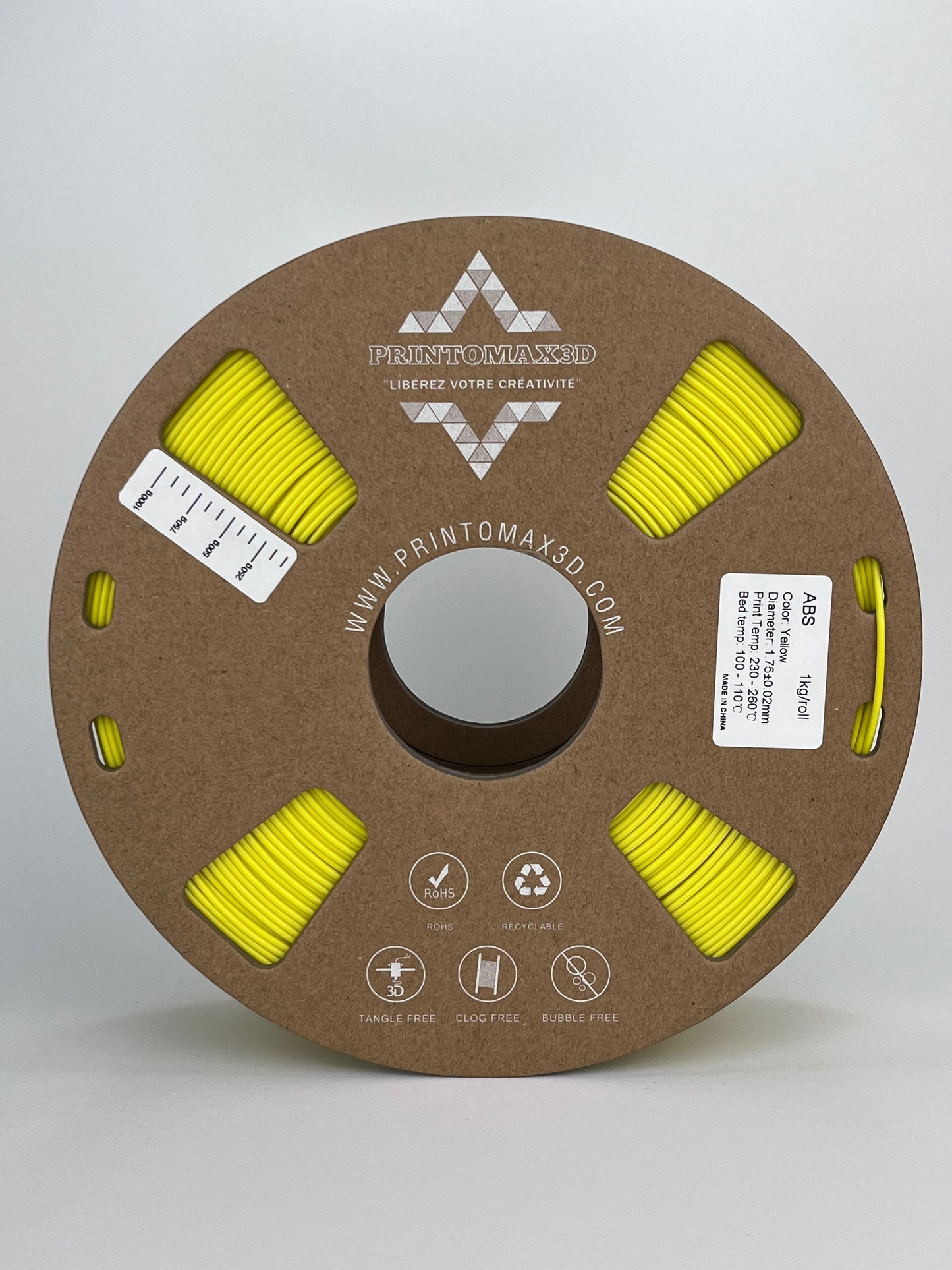 Filament 3D ABS - YELLOW - 1.75mm - 1Kg