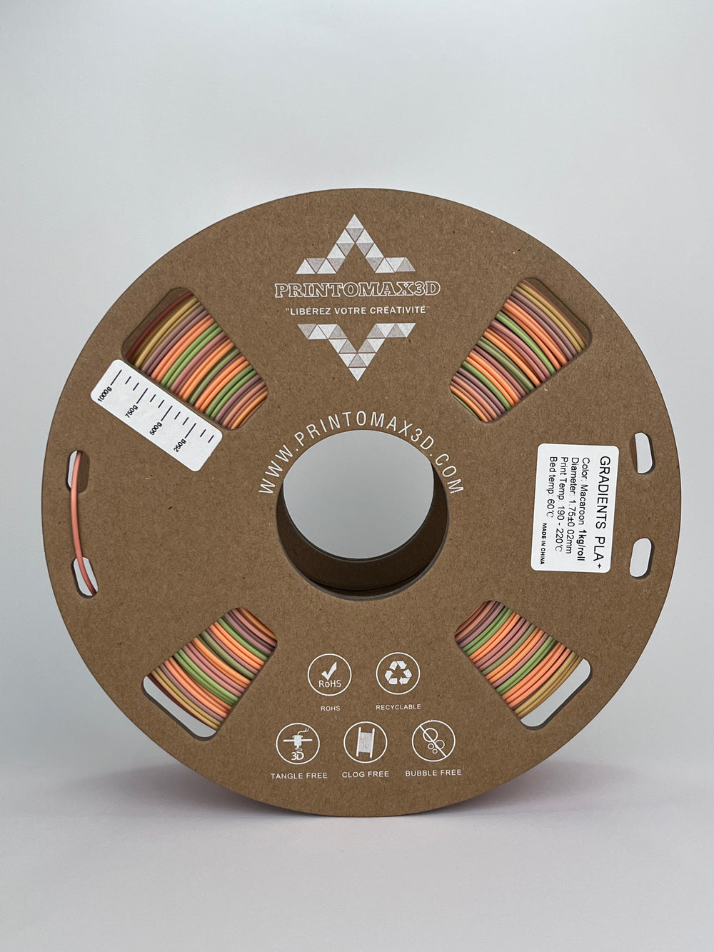 Filament 3D PLA+ GRADIENT - MACAROON - 1.75mm - 1Kg