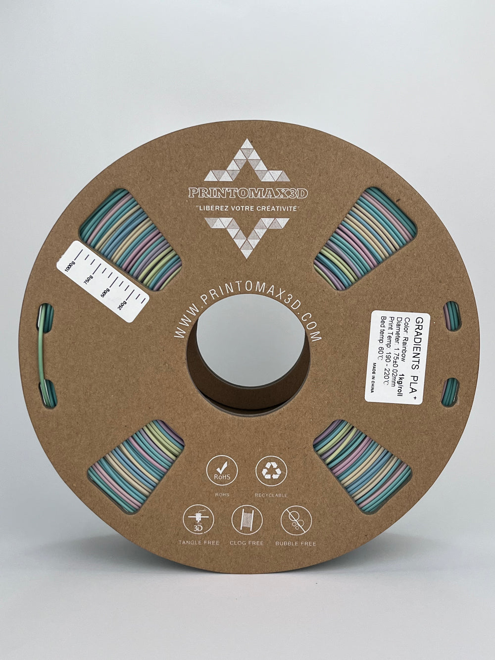 Filament 3D PLA+ GRADIENT - RAINBOW - 1.75mm - 1Kg