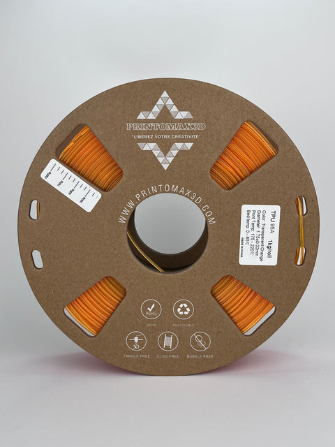 Filament 3D TPU 95A - TRANSPARENT ORANGE - 1.75mm - 1 Kg